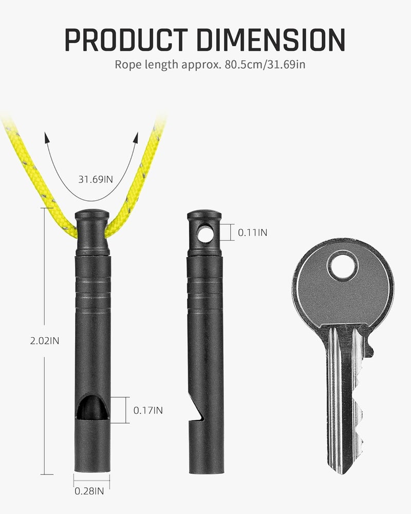 TISUR Titanium Emergency Whistle,120db Safety Whistle with Lanyard,Outdoor Survival Small Whistle for Life Saving,Hiking,Pets Training,Coach Sports - Image 2